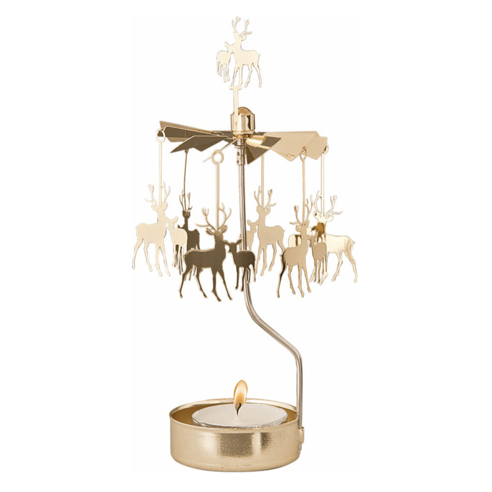 Deer Tea Light Carousel, Gold (8604997517599)