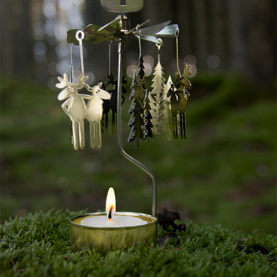 Moose Tea Light Carousel, Gold (8605444997407)