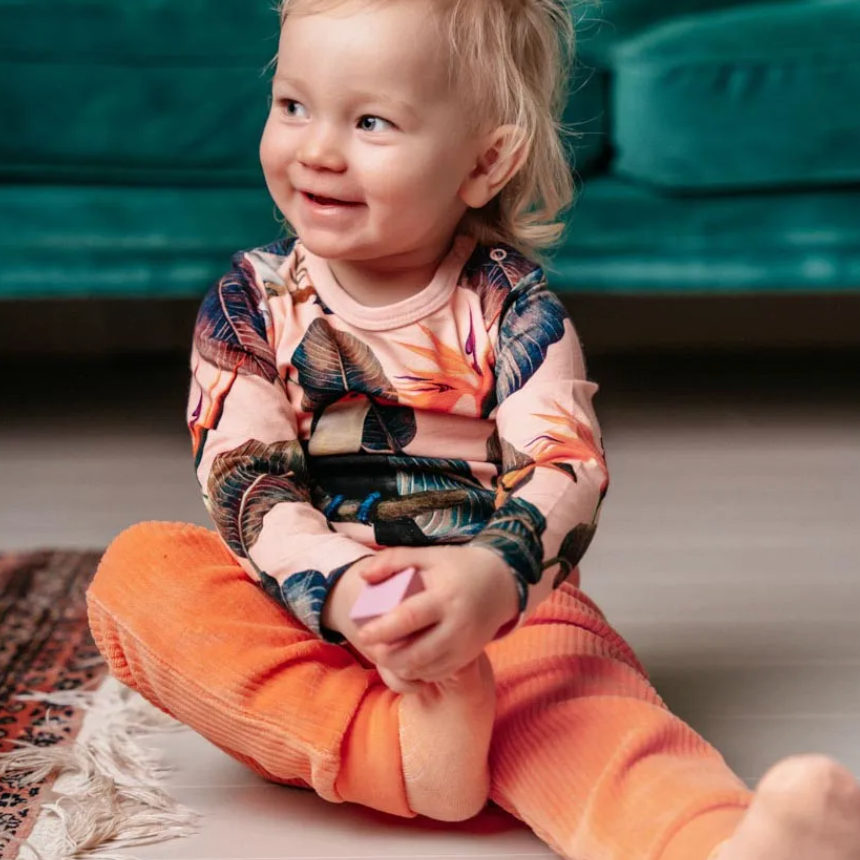 Velvet Baby Trousers Aaro, Peach (8906907091231)