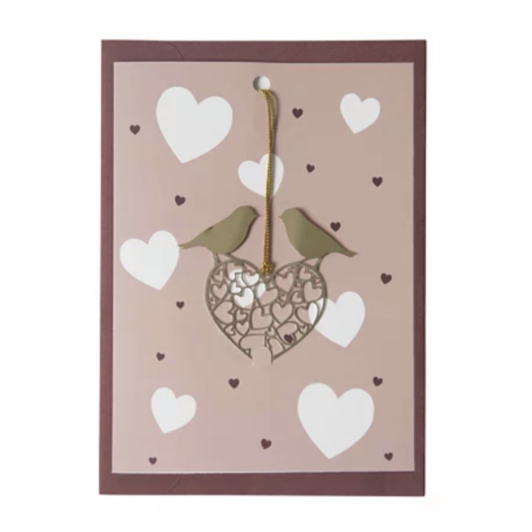 Greeting Card with Ornament, Bird Heart (9443288973599)