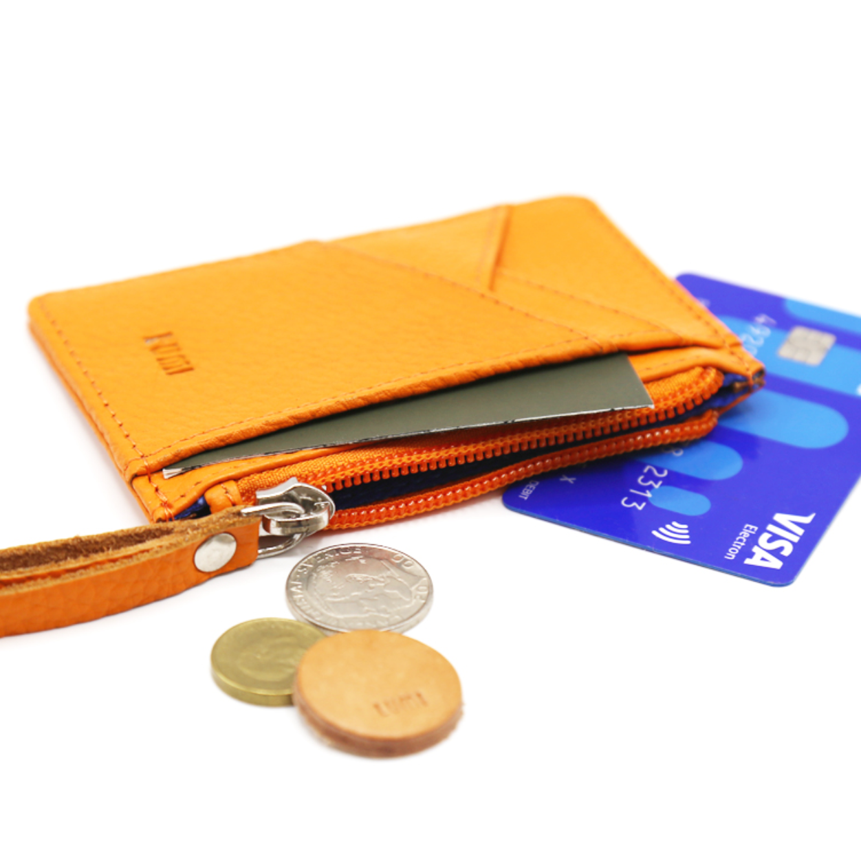 Lumi Cilla Card Holder with Zip, Orange (10059341791519)