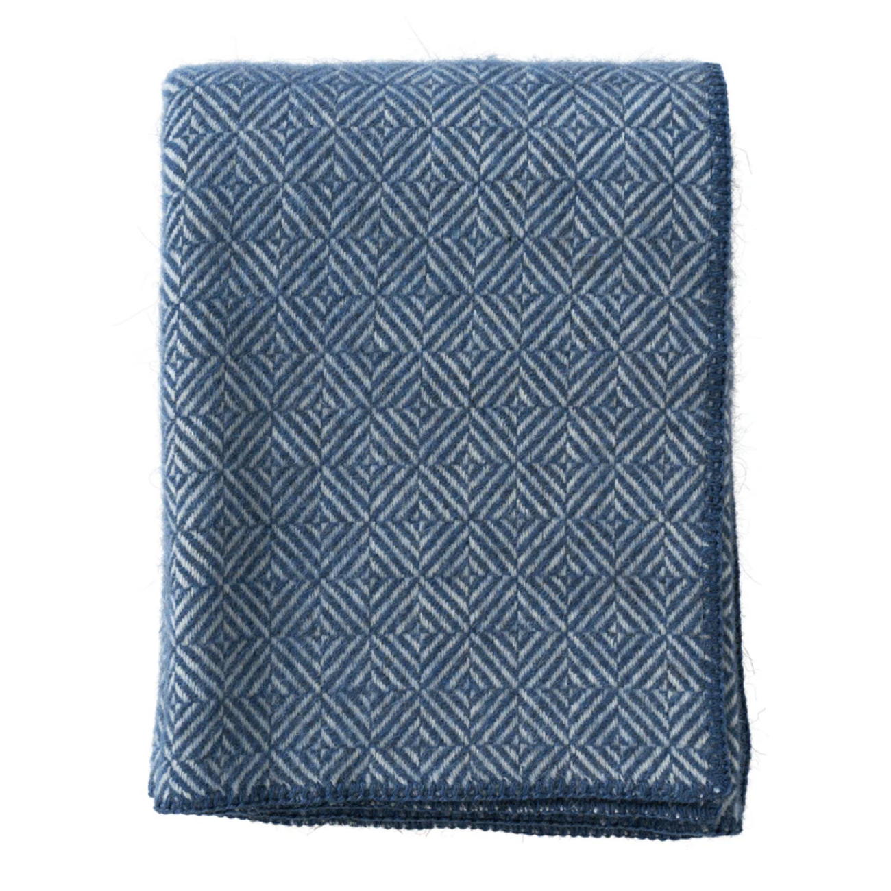 Klippan Diamonds 100% Wool Blanket, Sea Blue (9436325609759)