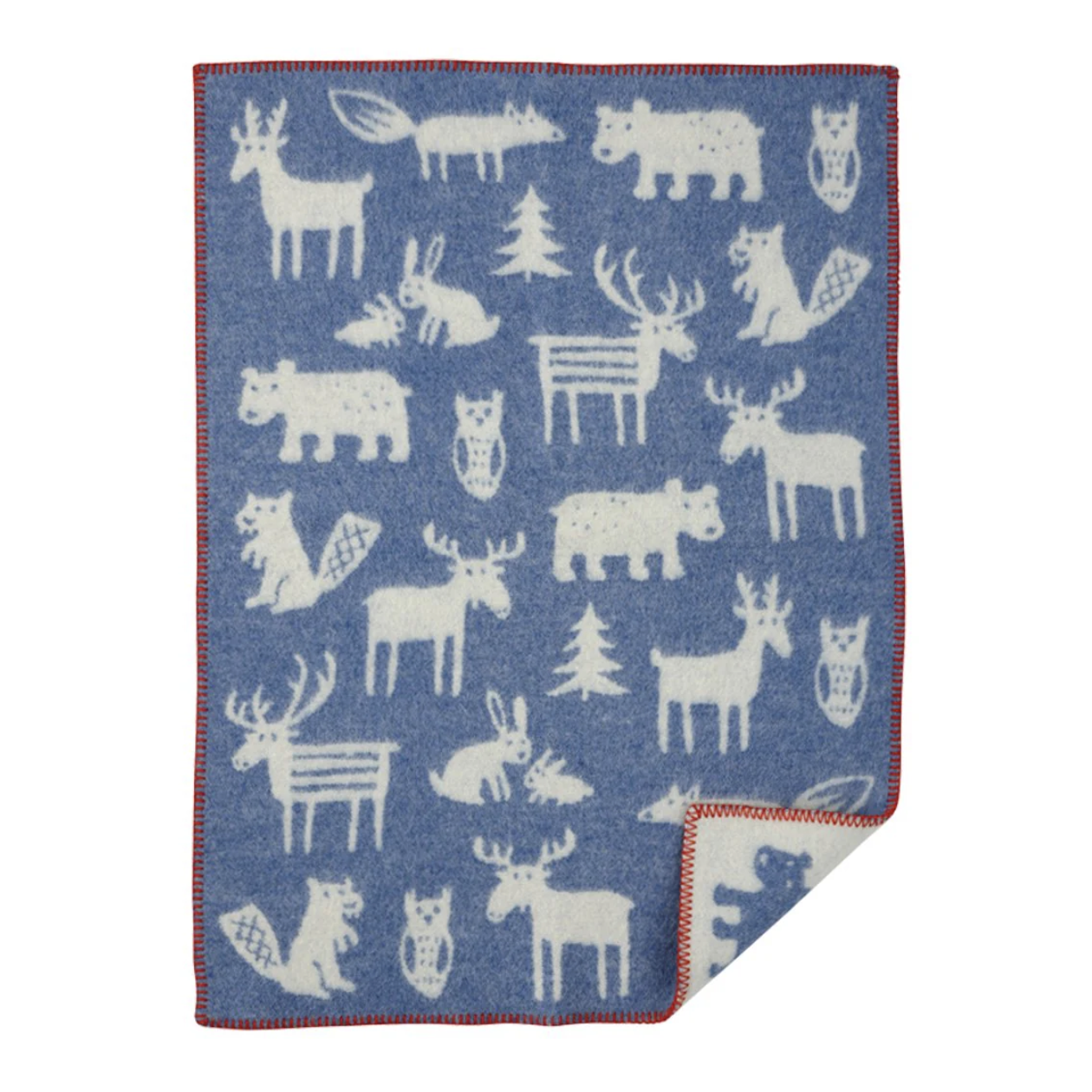 Klippan Forest 100% Wool Baby Blanket, Blue (10066511429919)