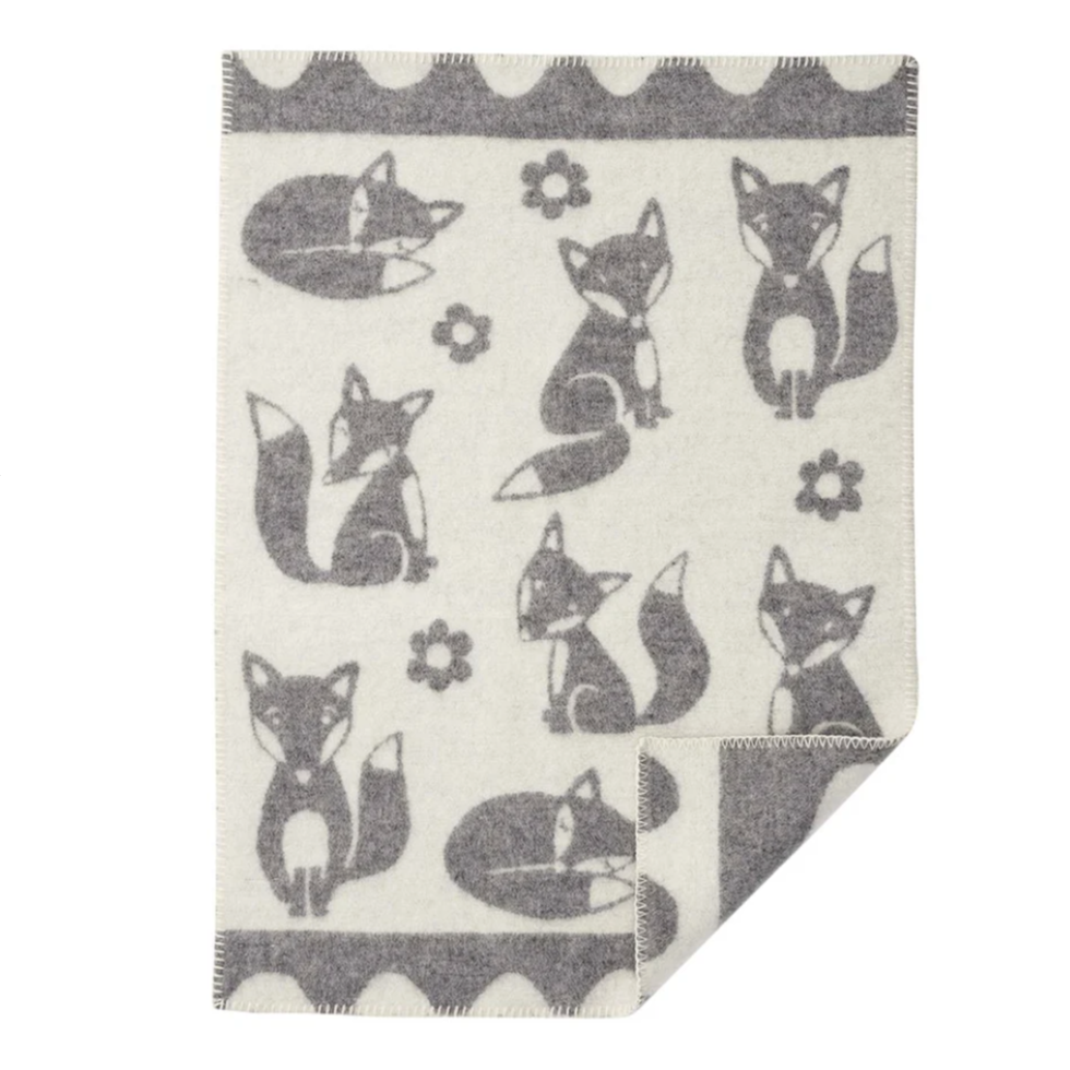 Klippan Fox 100% Wool Baby Blanket, Grey (9430852469023)