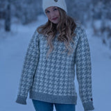 Houndstooth 100% Wool Jumper Crew Neck (9233738367263)