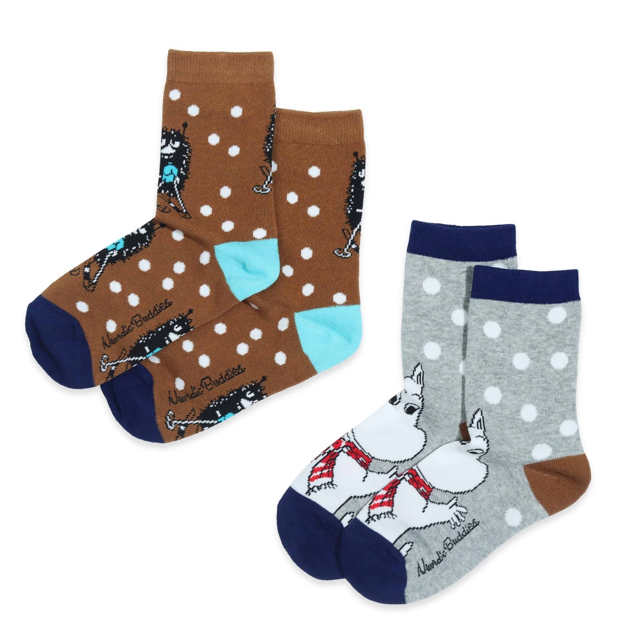 Moomintroll and Stinky Kids Socks - Double Pack, Brown/Grey (9536785776927)