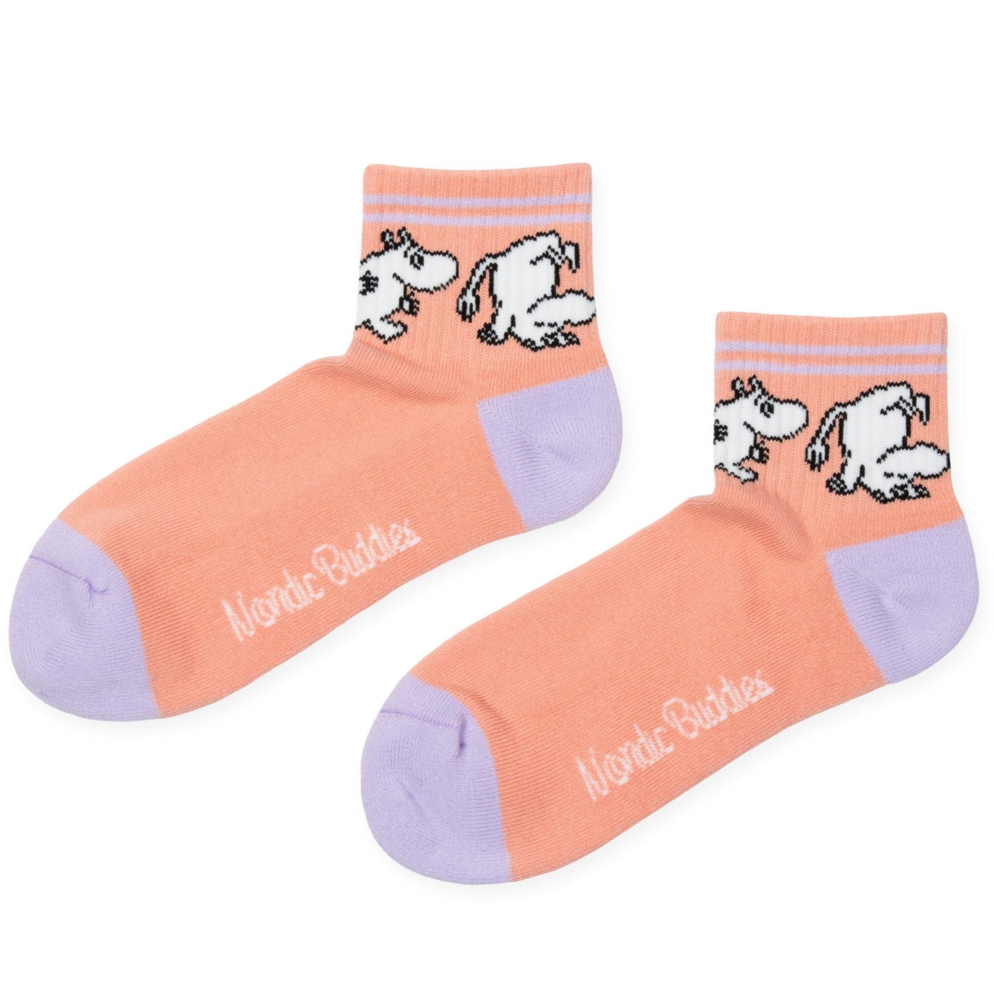 Moomintroll Retro Women's Ankle Socks, Pastel Peach/Lilac (9536767394079)