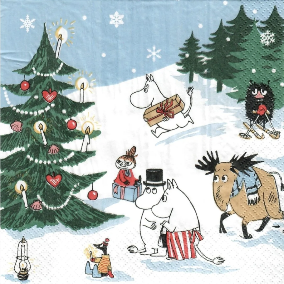 Moomin Serviette 20-Pack Large 33cm, Winter Wonderland (9782216655135)