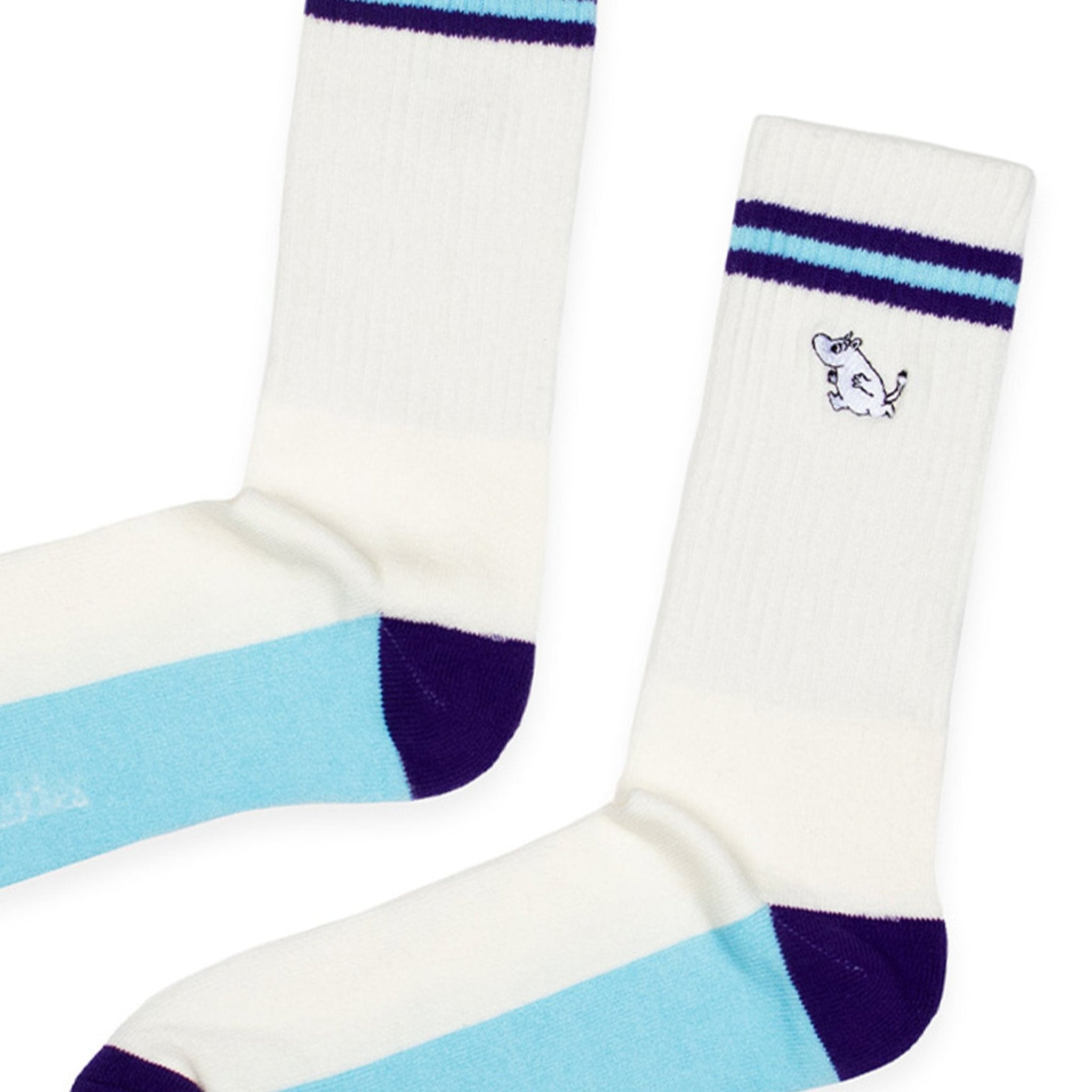 Moomintroll Running Embroidery Men's Socks, White (9536237043999)