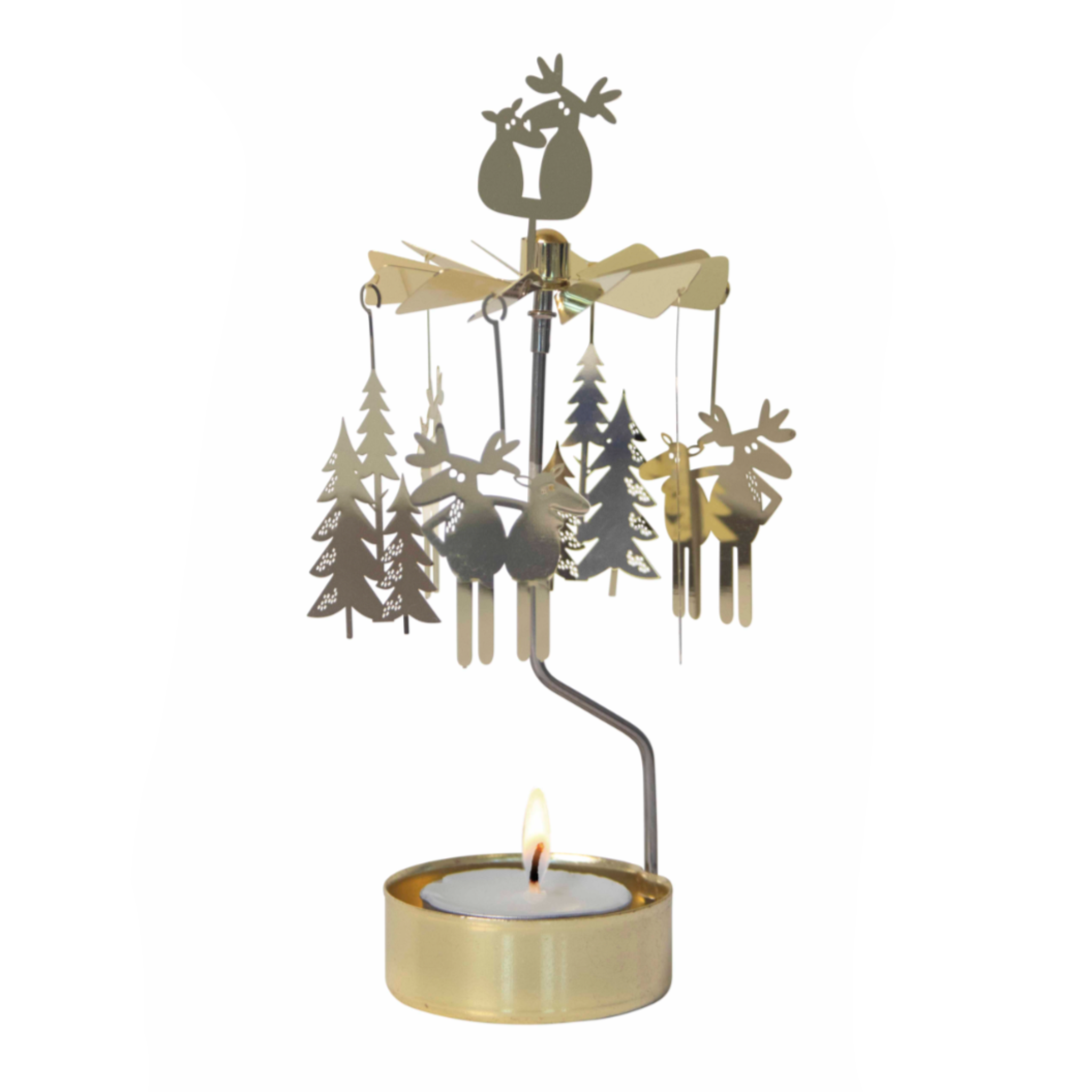 Moose Tea Light Carousel, Gold (8605444997407)