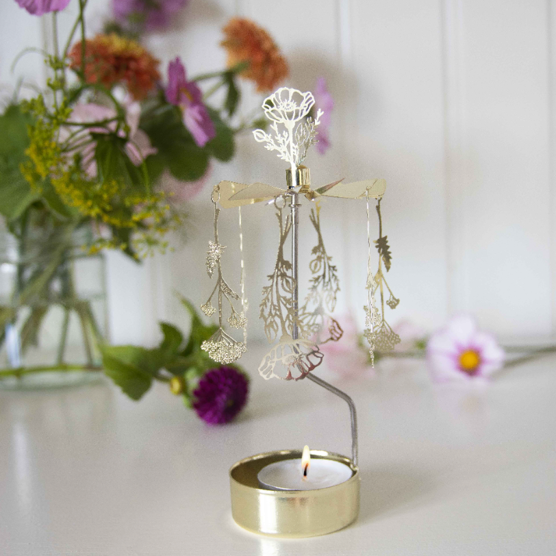 Flora Tea Light Carousel, Gold (8605486350623)