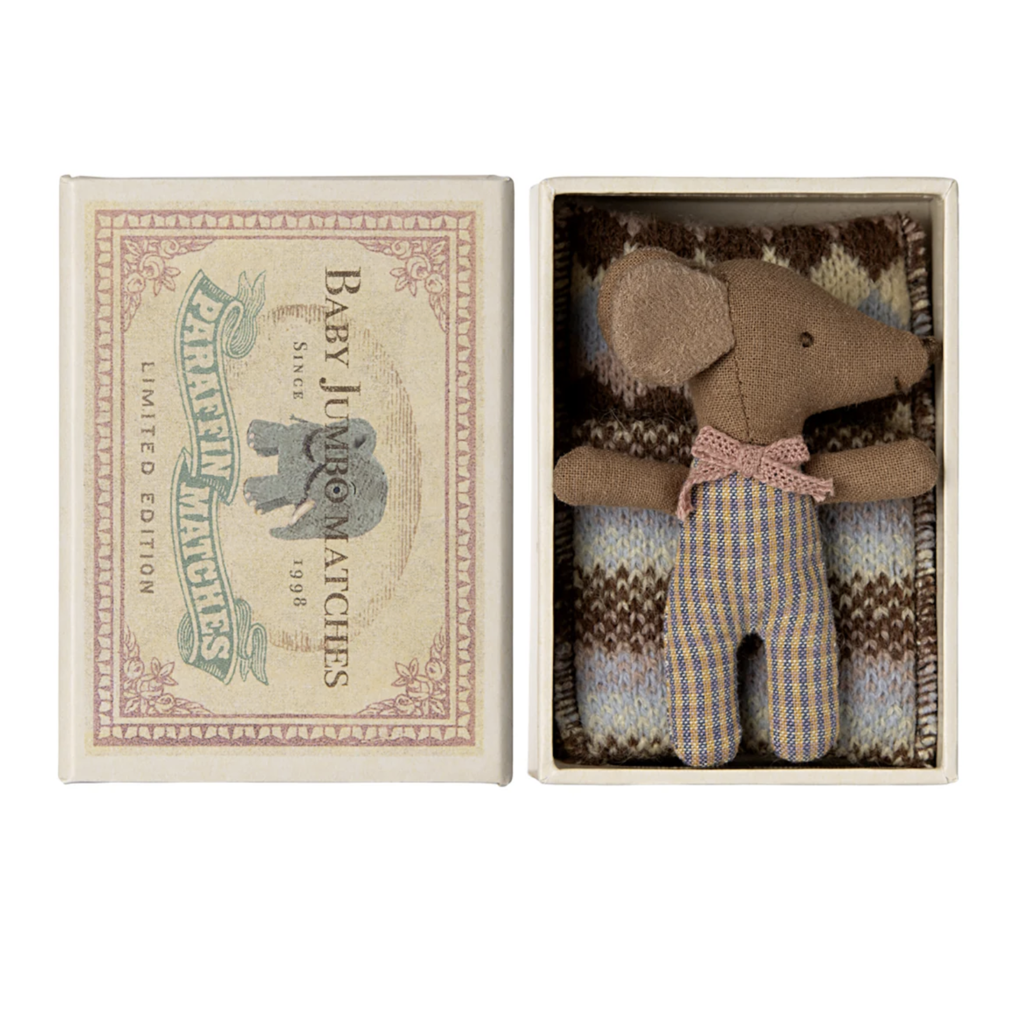 Maileg Sleepy Wakey Baby Mouse in Matchbox, Rose (9202604409119)