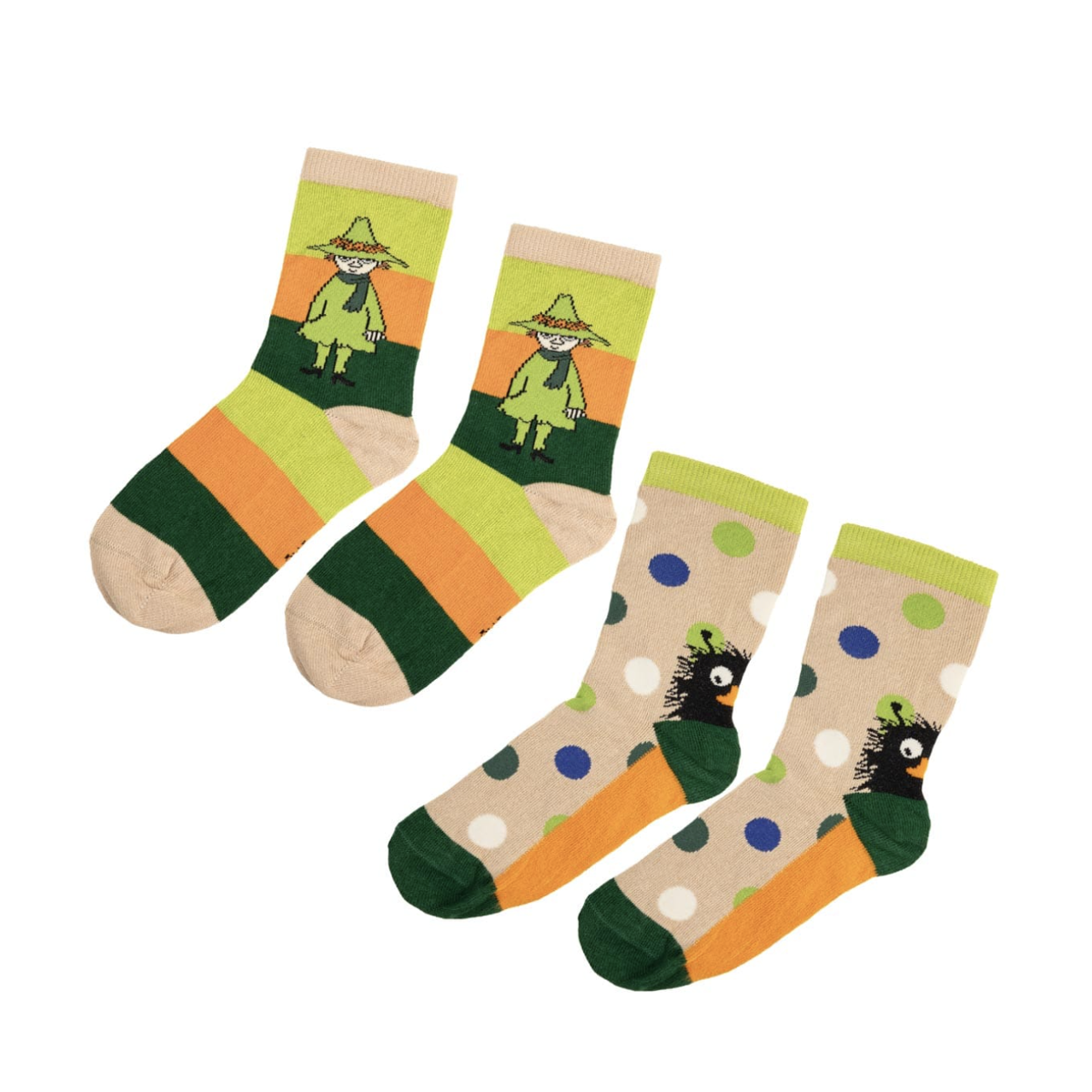 Moomin Snufkin/Stinky Kids Socks 2-Pack, Green Multi (9525422981407)