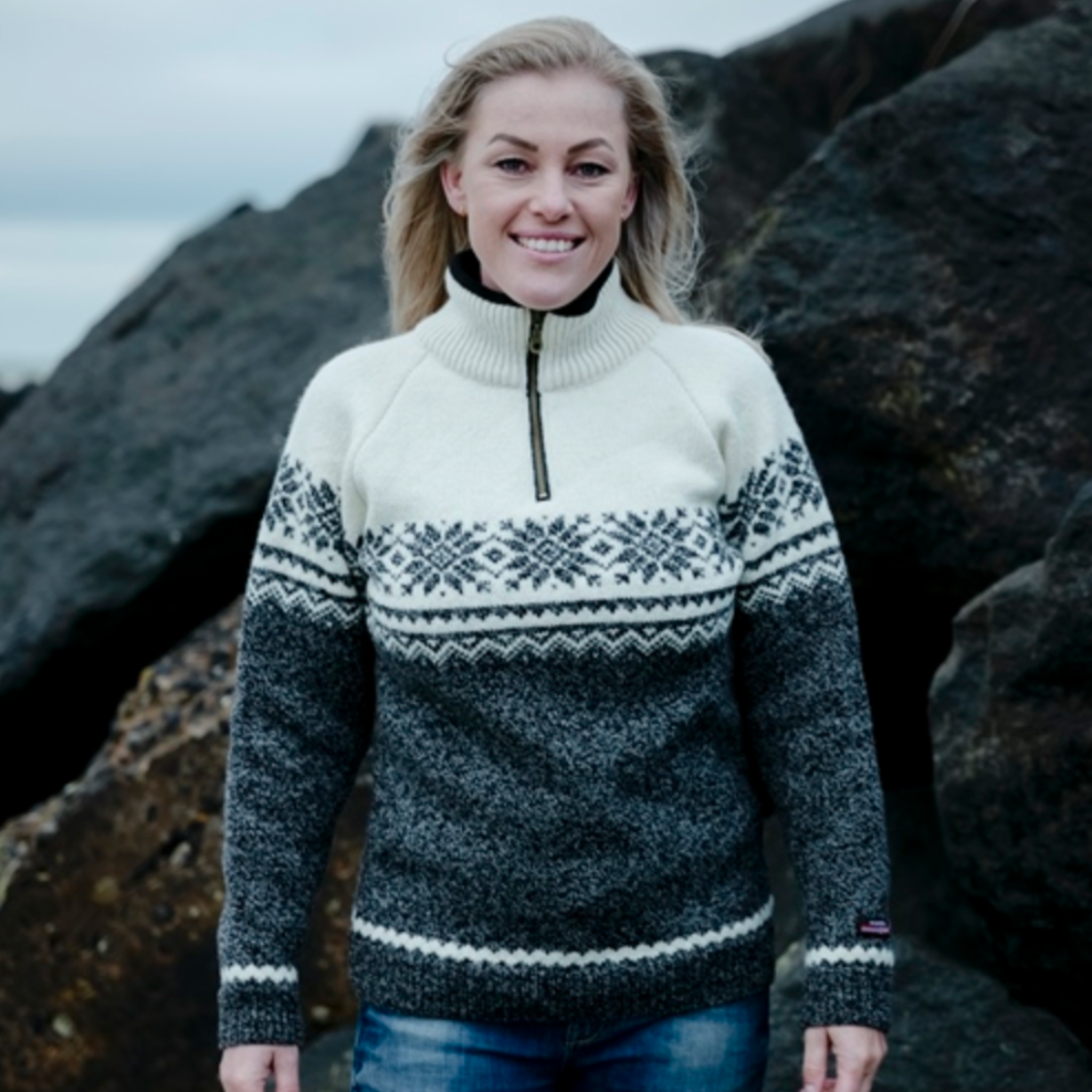 Norwool 100% Wool Jumper, White Grey (8254475501855)