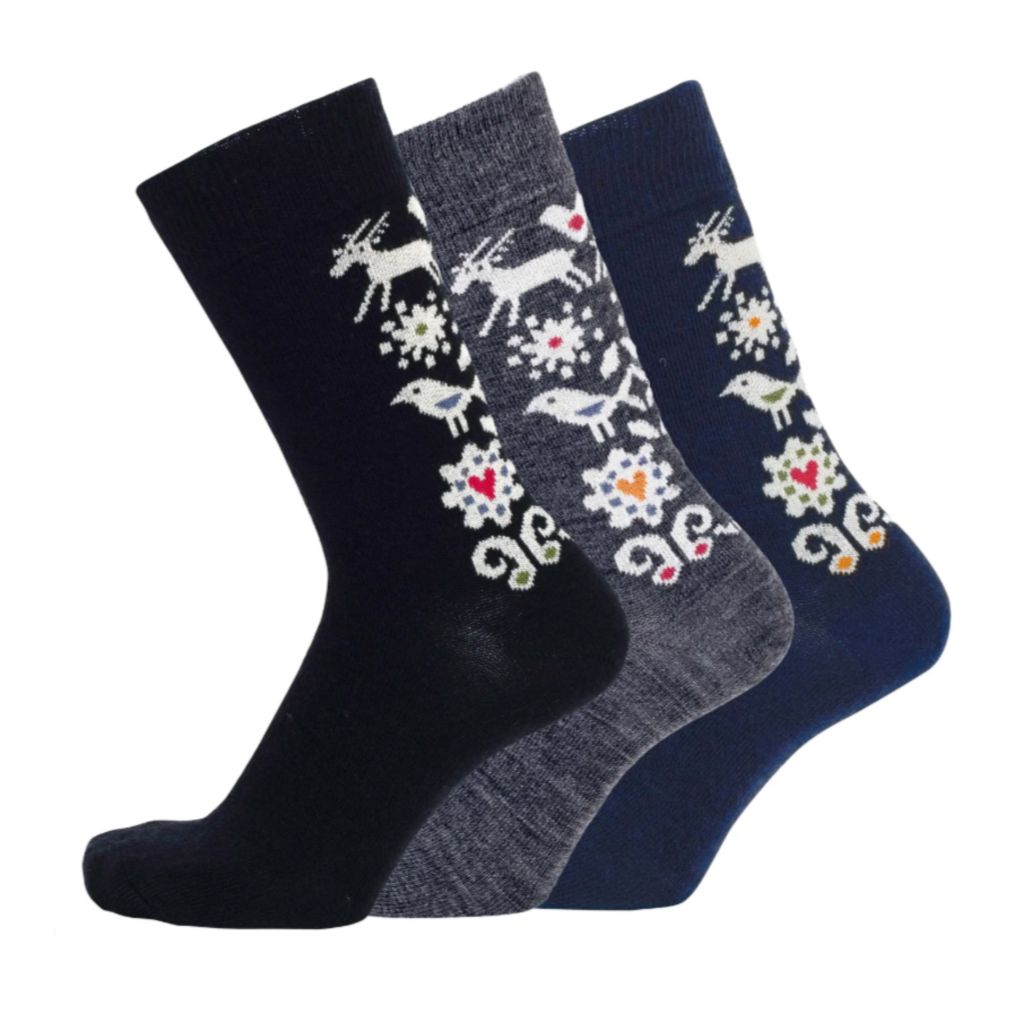 Birds Merino Socks, Navy (9208836456735)