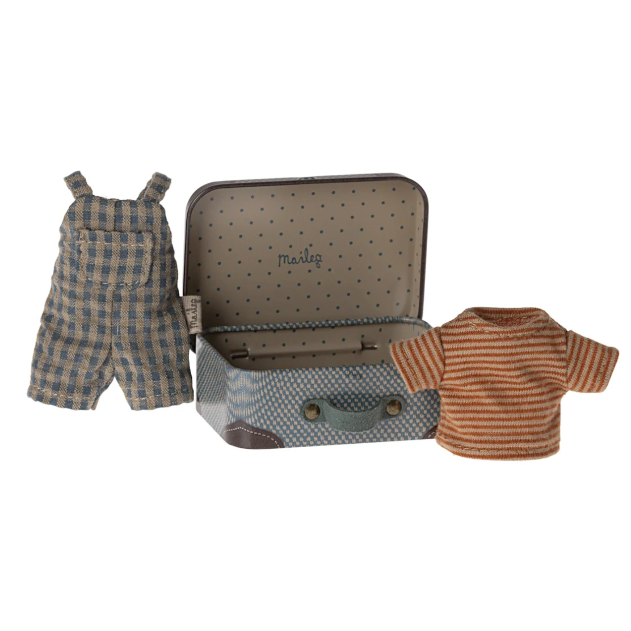 Maileg Overalls and Shirt in Suitcase Big Brother (9287379124511)