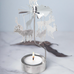 Reindeer Tea Light Carousel Chime, Silver (9430760816927)