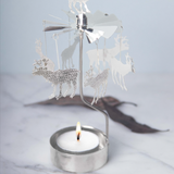 Reindeer Tea Light Carousel Chime, Silver (9430760816927)