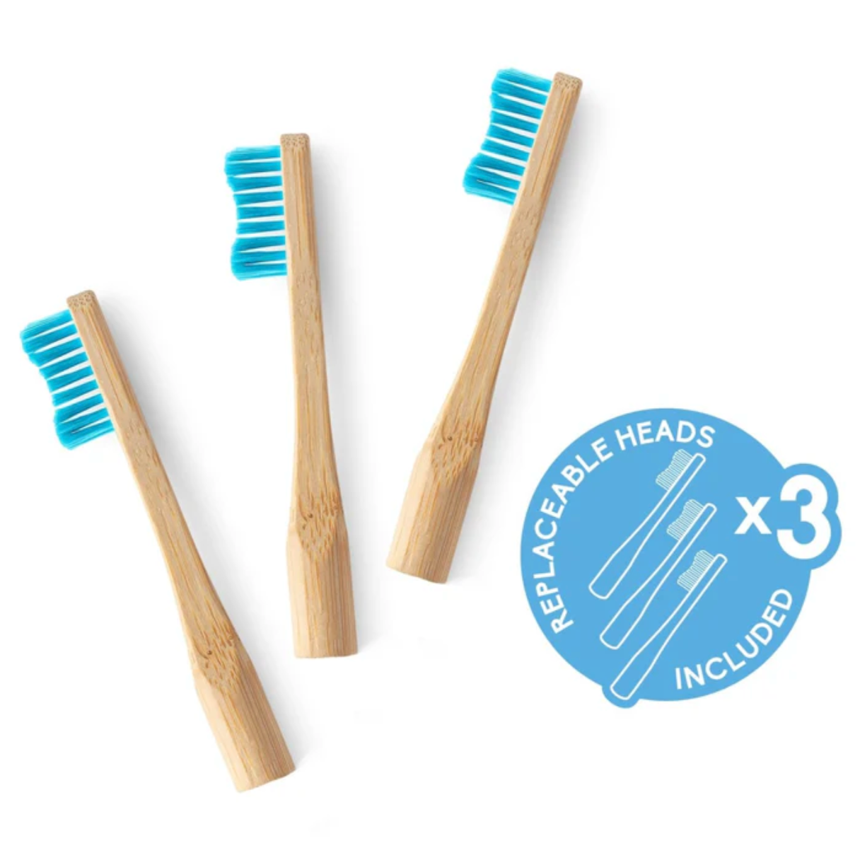 Bamboo Toothbrush with Interchangeable Head + 2x Head, Adult Blue Soft (9794233631007)