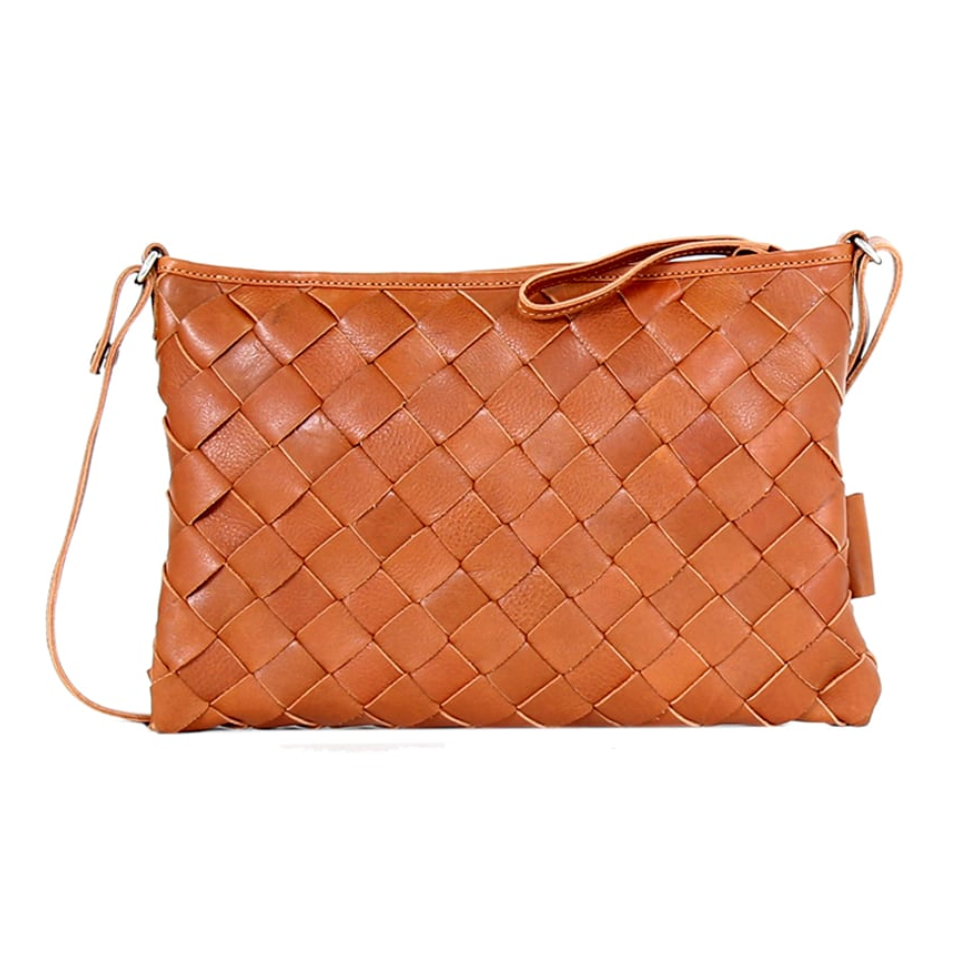 Lumi Trine Woven Clutch Large, Cognac (10060762415391)