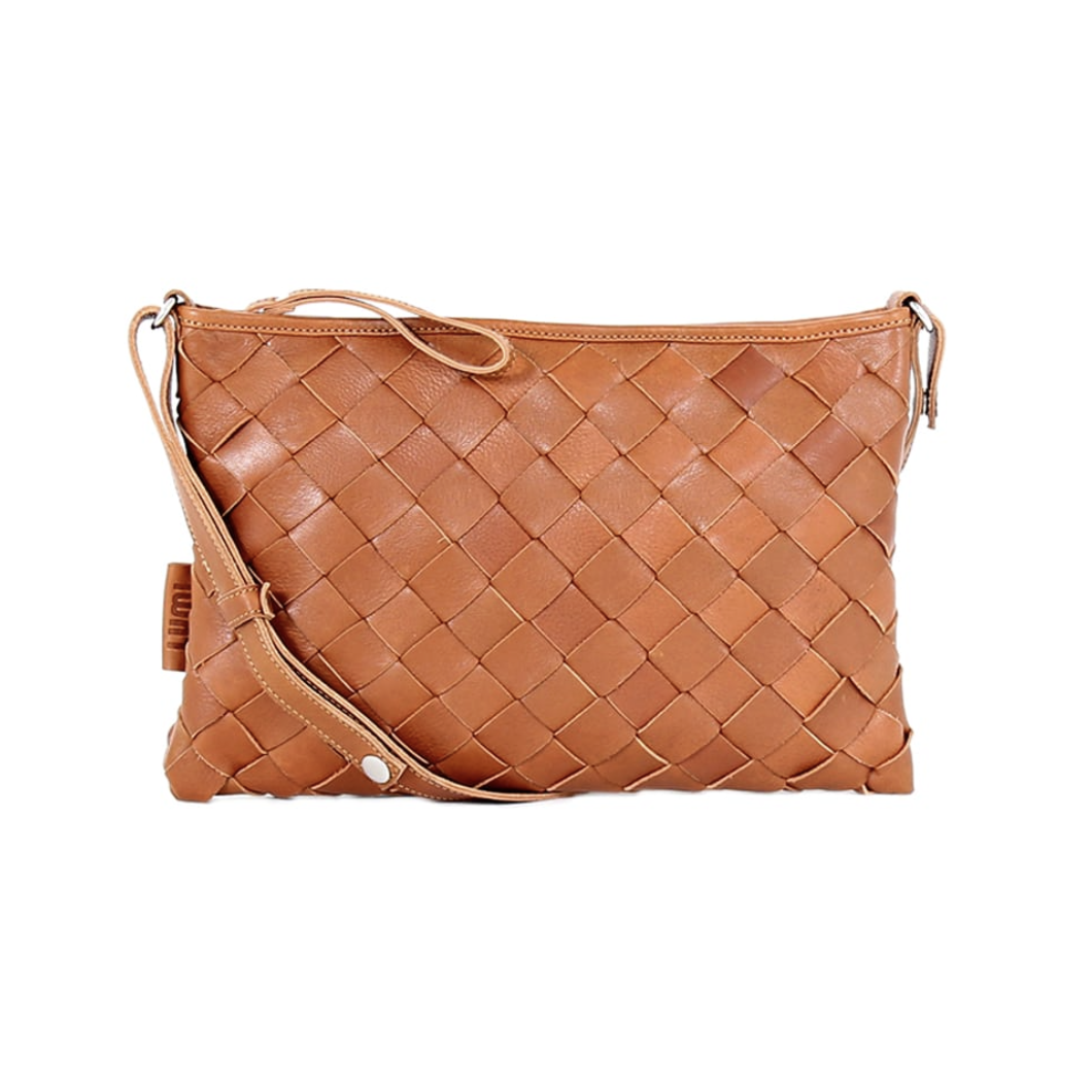 Lumi Trine Woven Clutch Large, Cognac (10060762415391)