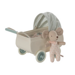 Maileg Pram with Baby Mouse, Mint PRE-ORDER (10038571761951)