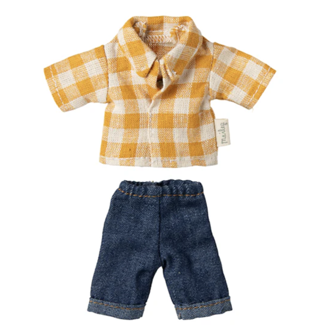 Maileg Yellow Checked Shirt and Pants Dad Mouse PRE-ORDER (10038959571231)