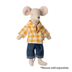 Maileg Yellow Checked Shirt and Pants Dad Mouse PRE-ORDER (10038959571231)