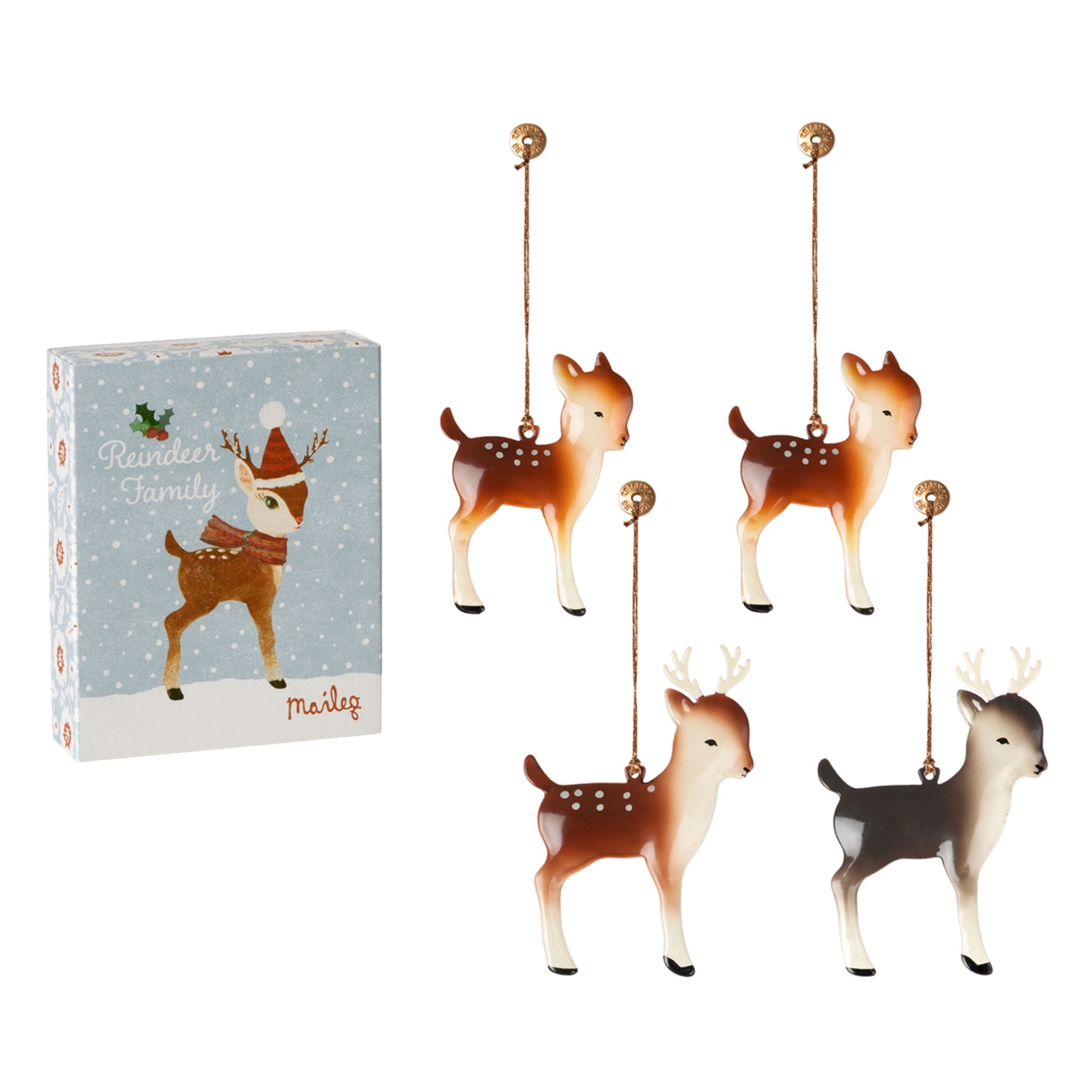 Maileg Reindeer Family, Metal Ornaments 4-Pack ETA October 2024 (9419391762719)