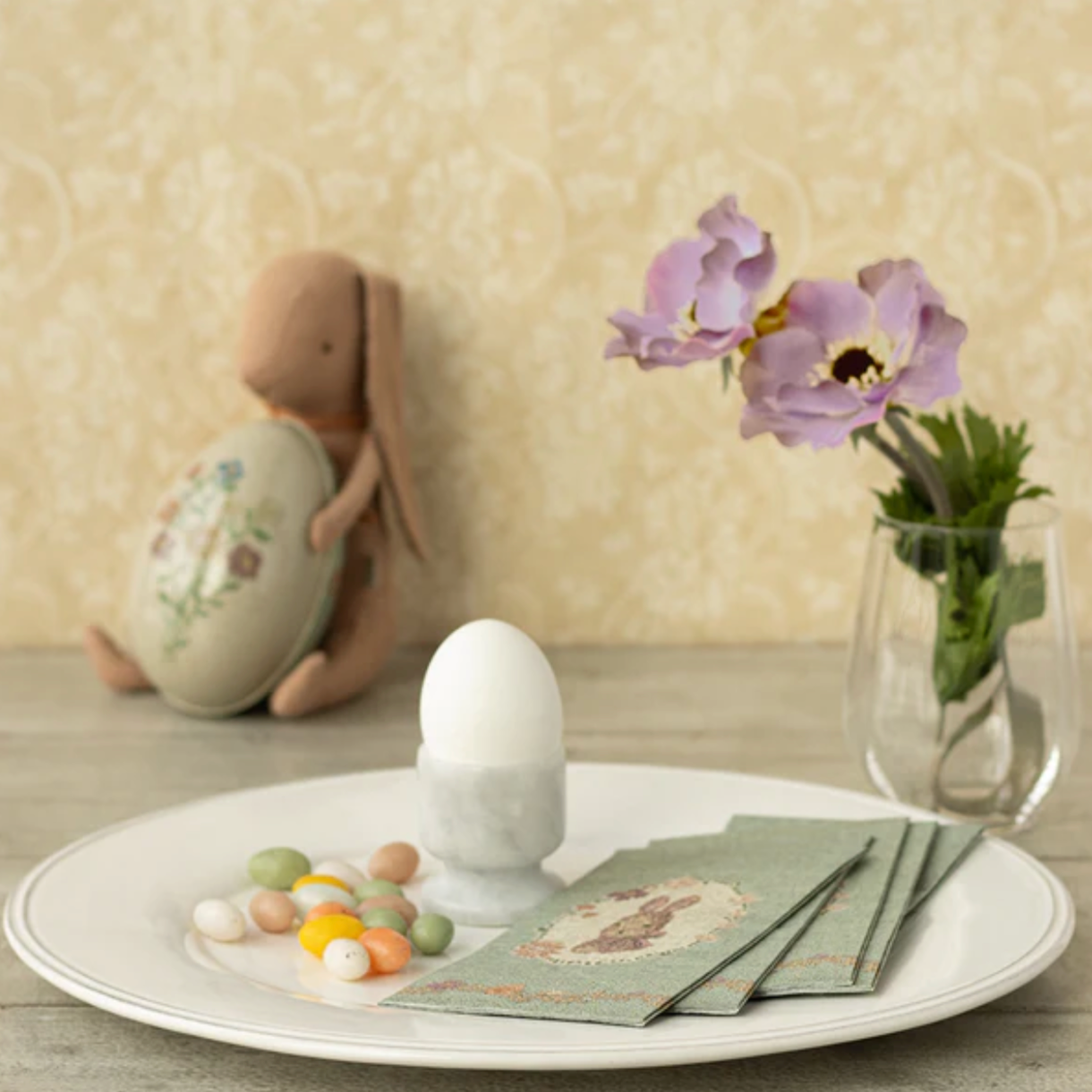 Maileg Easter Napkin Lapin De Paques Green-Rose PRE-ORDER (10024814084383)