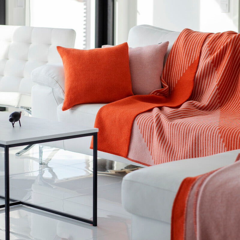Rinne Slope 100% Wool Blanket, Orange-Rose (9190721093919)