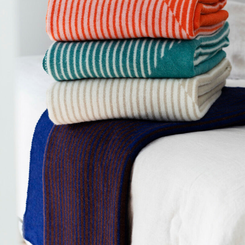 Rinne Slope 100% Wool Blanket, Blue-Brown (9190719357215)
