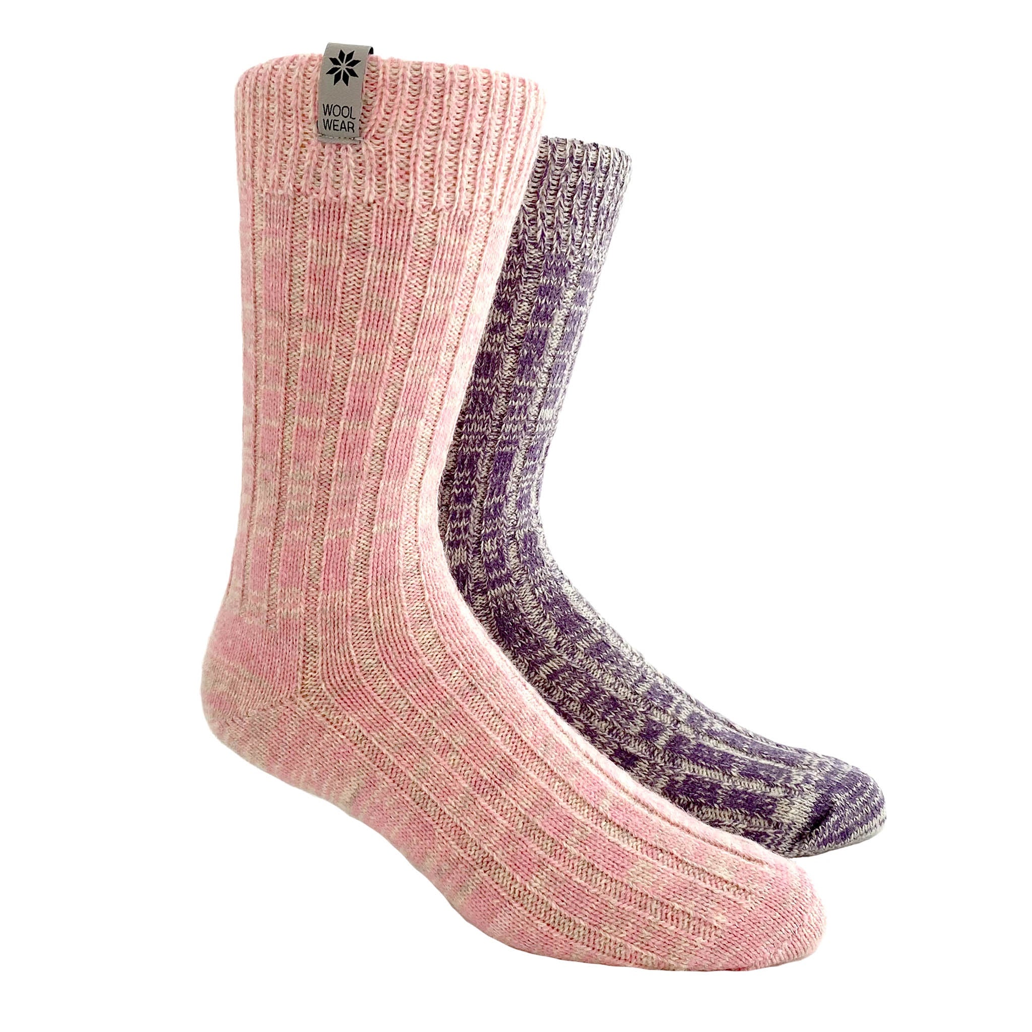 Womens Denmark Wool Socks 2-Pack Gift Box, Pink-Purple (8325992055071)