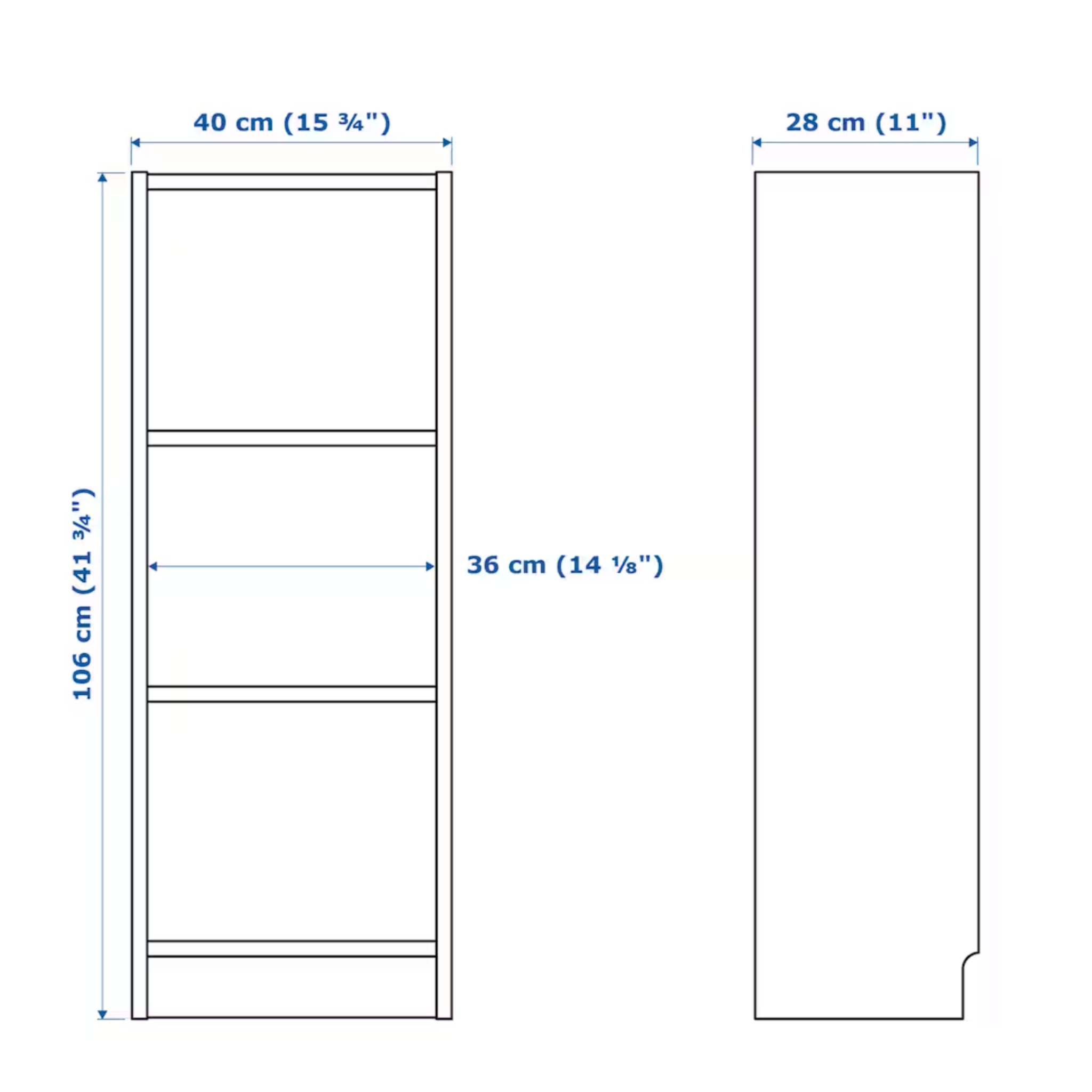 IKEA Billy Bookcase 40x28x106cm, White (4578572468289)