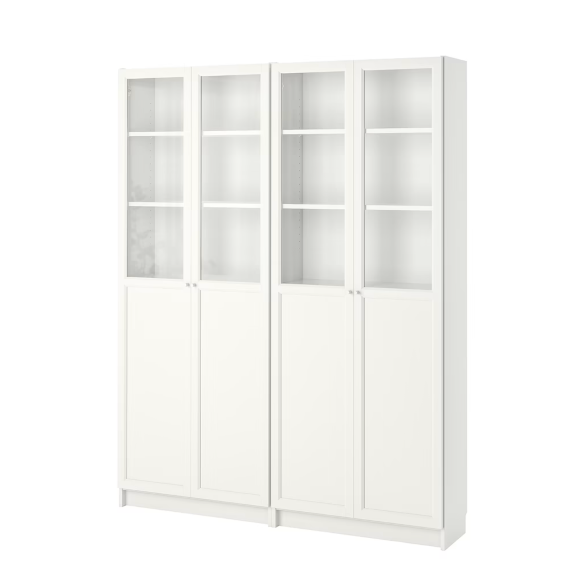 Ikea Billy Bookcase with Oxberg Half Glass Doors, 160x30x202cm, White (8129658847519)