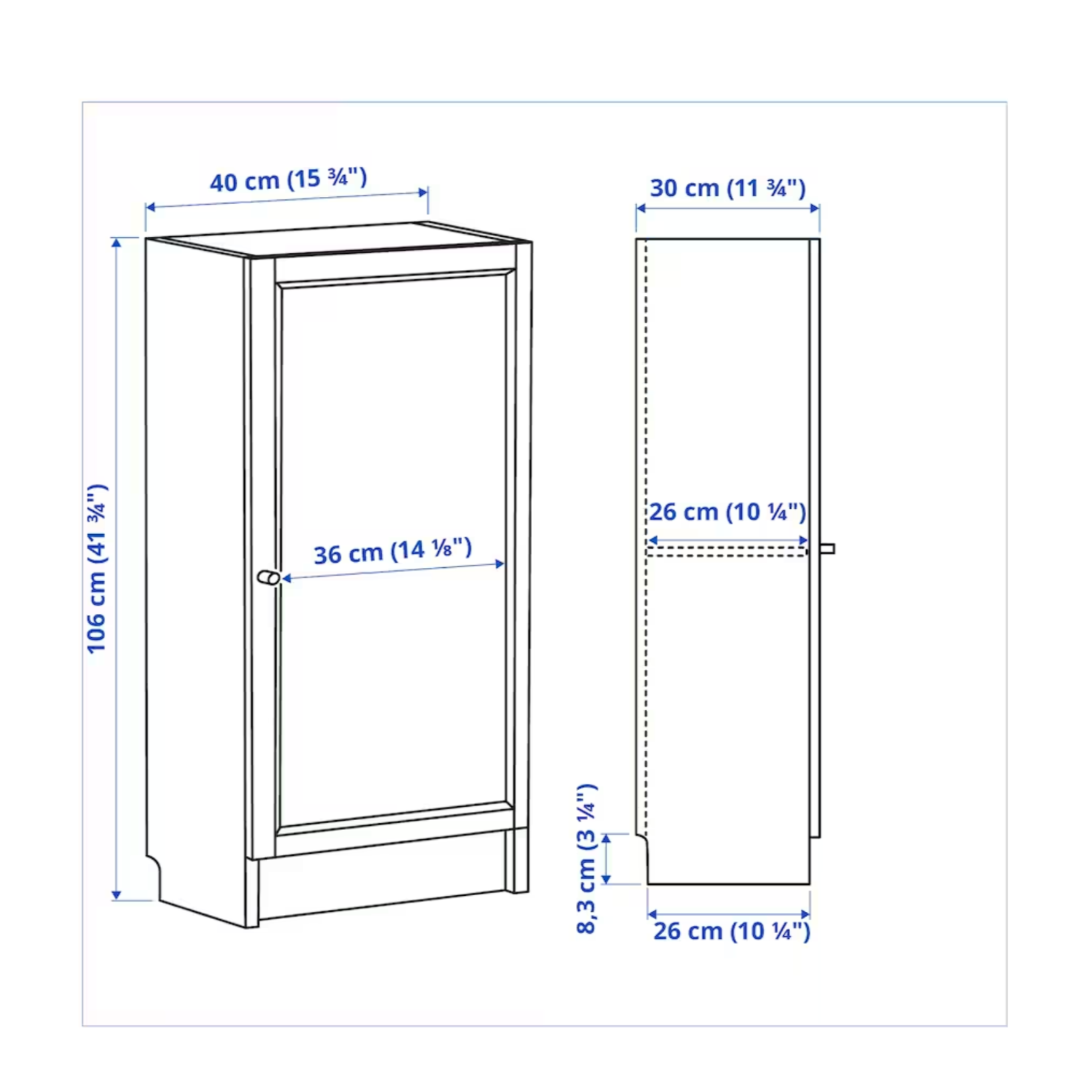 Ikea Billy Bookcase with Oxberg Solid Door, 40x30x106cm, White1 (8129567424799)