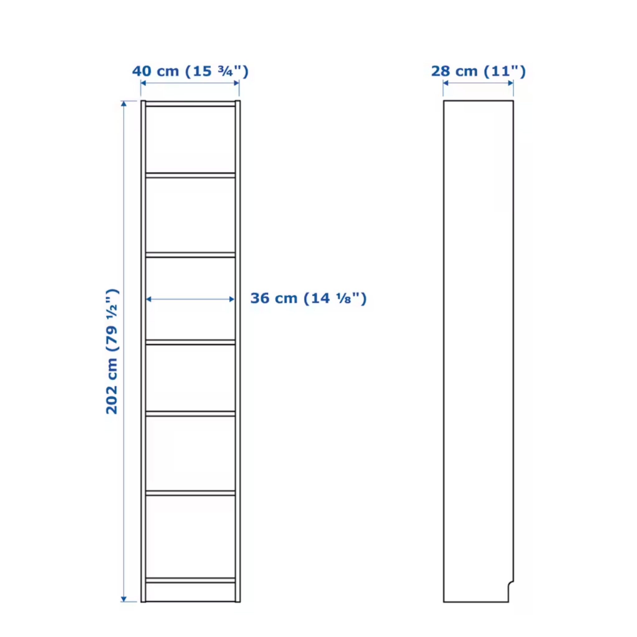 IKEA Billy Bookcase 40x28x202cm, White (1968737648705)