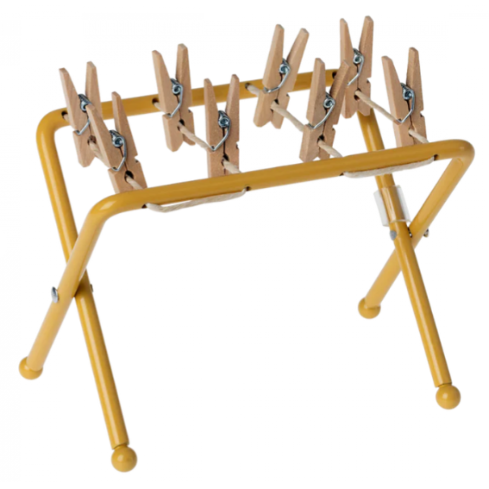 Maileg Drying Rack with Pegs, Yellow (8160724451615)